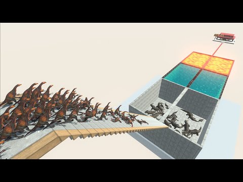 Purussaurus, Water and Lava  | Who Can Survive? - Animal Revolt Battle Simulator