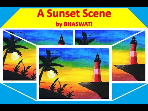 Very Easy Art For Kids | Sunset Scene | Easy Drawing Ideas | by BHASWATI BISHOI