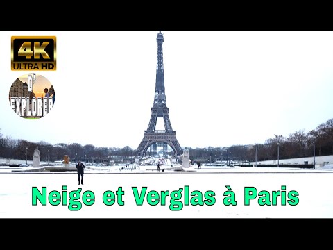 【4K】🇫🇷Paris Freezing Temperature/SnowFall 》Walking Around Eiffel Tower 2021