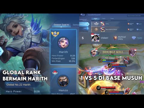 TOP 5 RANK PUSH MMR HARITH AUTO LICIN SAMPE BASE MUSUH - MOBILE LEGENDS