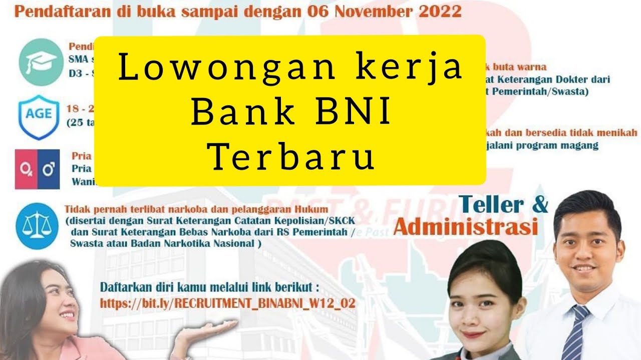 Lowongan kerja Bank BNI terbaru 3 November 2022