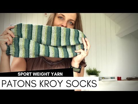 Patons Kroy Socks Mean Green Stripes knit by knittingILove