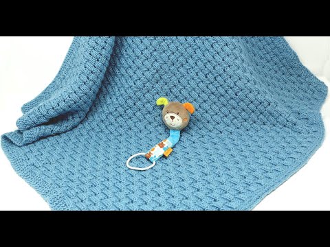 Baby blanket braided pattern knitting 80 x 80 cm