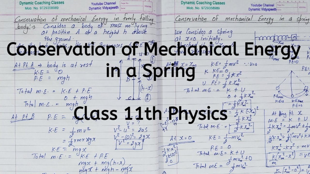 Conservation of Mechanical Energy in a Spring | Chapter 5 | Work Energy and Power | 11