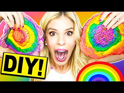 DIY GIANT RAINBOW PANCAKES!! & NEVER HAVE I EVER CHALLENGE W/MY HUSBAND! Video