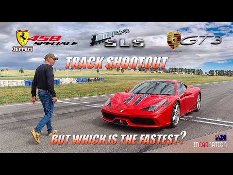 FERRARI 458 v PORSCHE GT3 v AMG SLS Black // TRACK SHOOTOUT