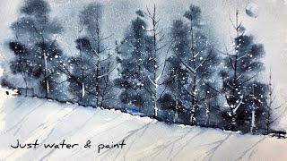 Easy Winter Watercolor Landscape ❄️ | Snowy Forest with Simple Brush Techniques
