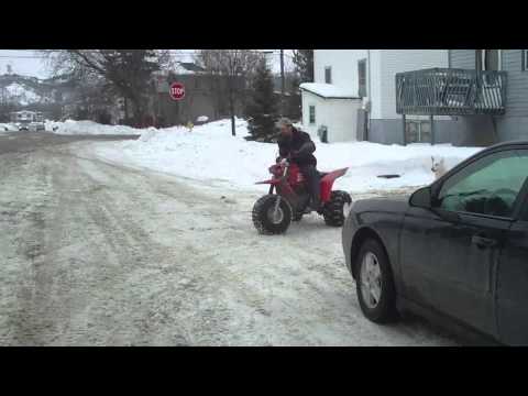 3 wheeler attacked by mad happy dog