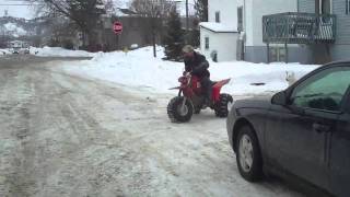 3 wheeler attacked by mad happy dog