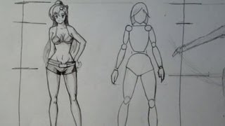 Смотреть онлайн Как рисовать карандашом пропорции аниме тела