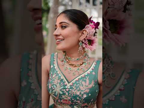 Sea Green Golden Satin Lehenga Choli Set with Embroidered Dupatta Indian Bridal Outfit