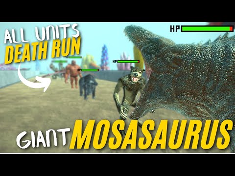 MOSASAURUS Death Run with HP Bar - Animal Revolt Battle Simulator | ARBS