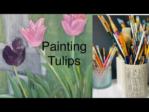 Painting Flowers/ tulips/ Oil Painting/ Timelapse /Art vlog @LorindaTurnerArt