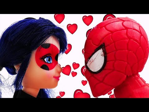 Miraculous Ladybug doll | Cat Noir doll vs Spiderman toy on a date.
