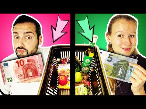GELDSCHEIN ENTSCHEIDET ESSEN für 24 STD. CHALLENGE Kathi vs Kaan dürfen nur in einer Farbe einkaufen
