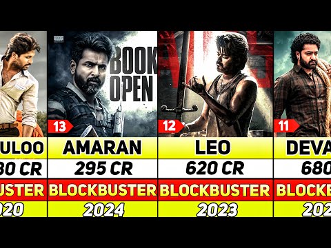 Top 50 SOUTH INDIA Highest GROSSING  Movies of All Time | Leo, RRR, Baahubali 2
