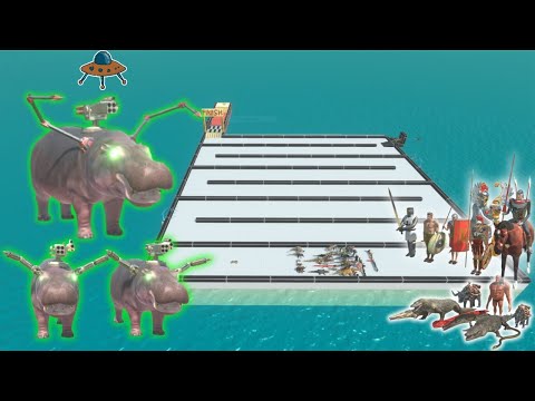 Escape From Robot Hippo Alien - White Arena - Last Survivor - Animal Revolt Battle Simulator
