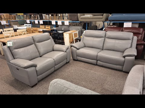 Furniture Village Starlight Express Leather 3 & 2 Seater Power Recliner Sofas – Grey