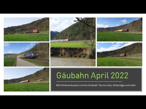 Gäubahn im April 2022 Krokodil, Bauzug, ÖBB Tauri, Güterzüge, Werbeloks und mehr