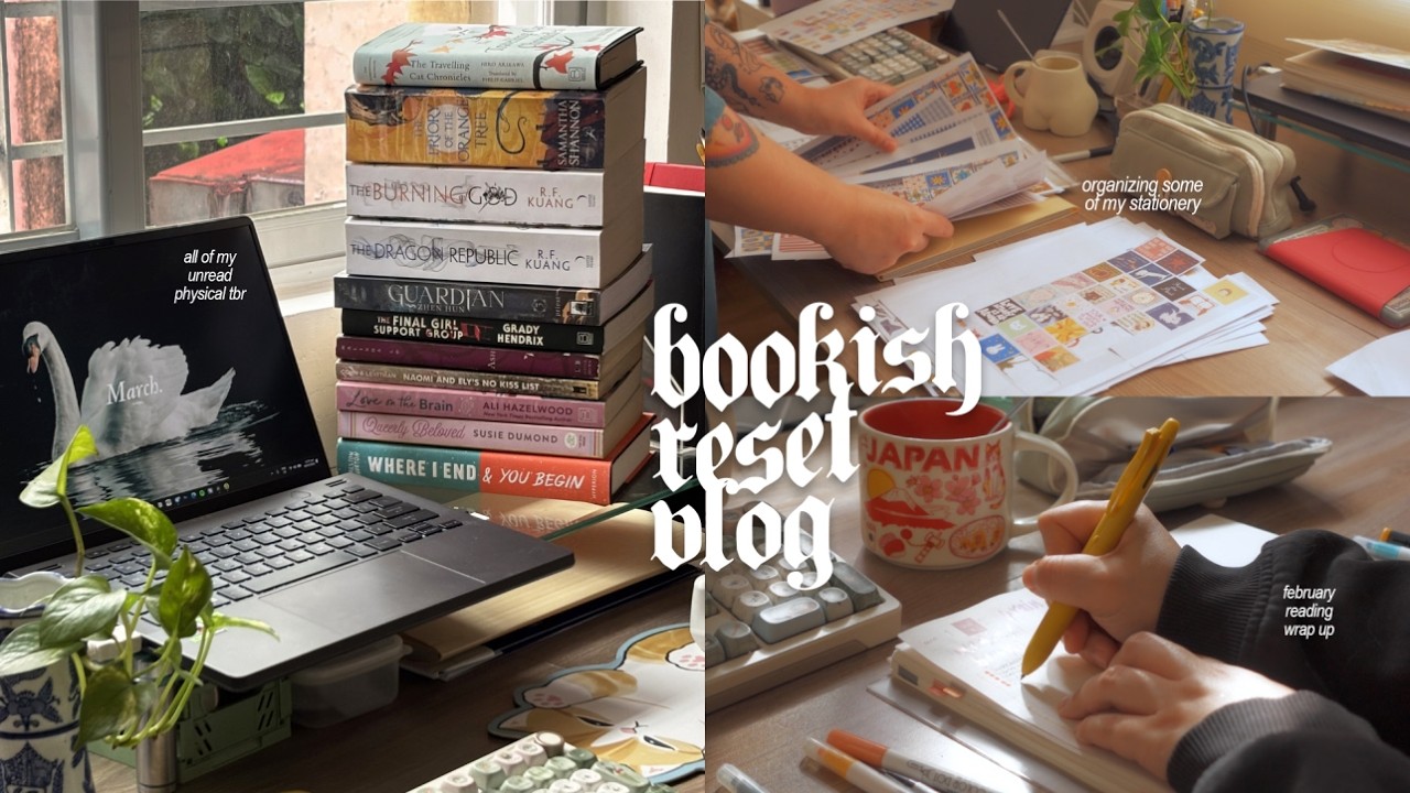 bookish reset vlog ✷ march reading tbr, all of my unread physical books, reading journal update