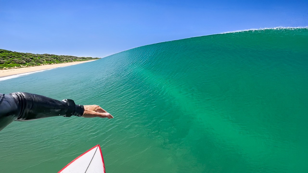 SURFING PERFECT WAVES UP THE COAST! (RAW POV)