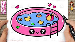 How to Draw a Cute Swimming Pool for Kids Step by Step