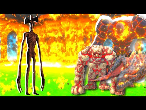 LAVA TRIO VS 4X MONSTERS IN FIRE TORNADO ARENA - ANIMAL REVOLT BATTLE SIMULATOR