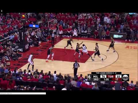 Siakam beating Hill off-dribble, but Giannis -- who is guarding Ibaka -- helps to block