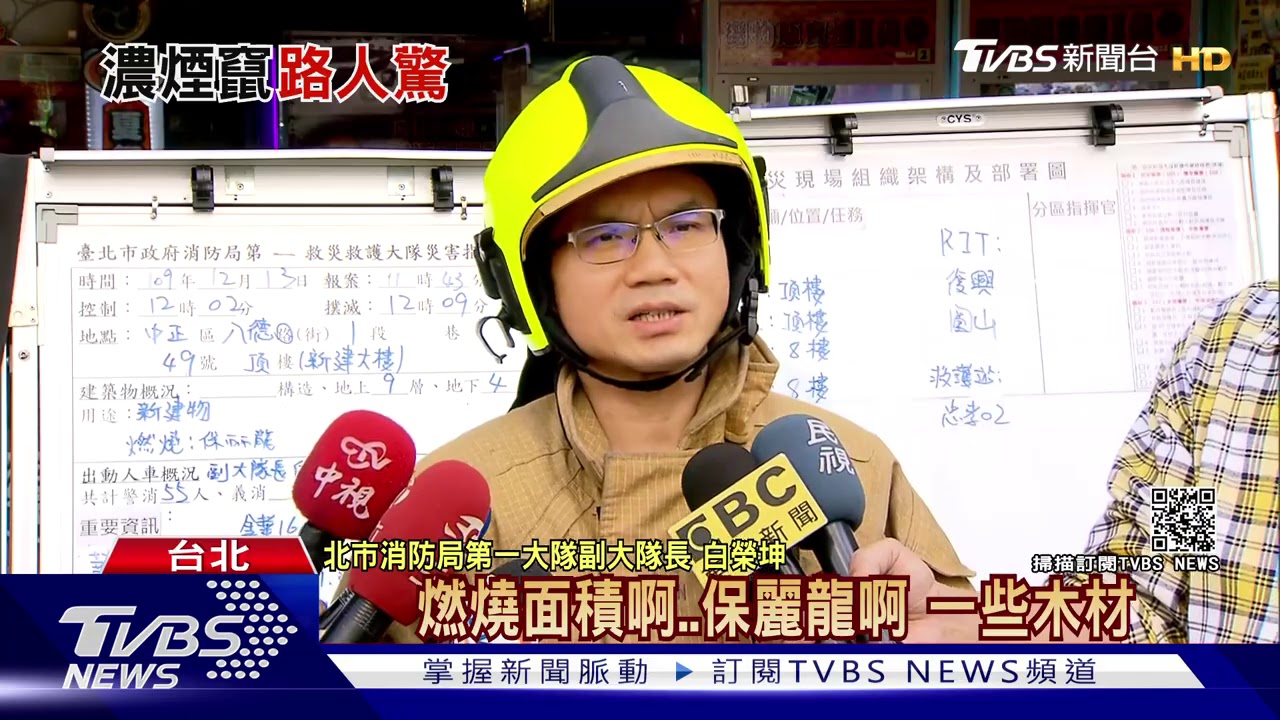 光華商場旁工地失火！　燒保麗龍濃煙直竄