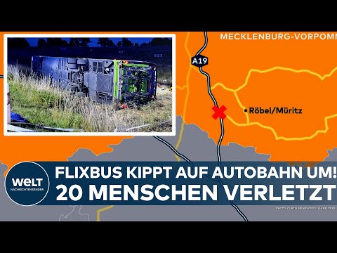 MECKLENBURG-VORPOMMERN: Flixbus kippt auf Autobahn um – 20 Menschen verletzt