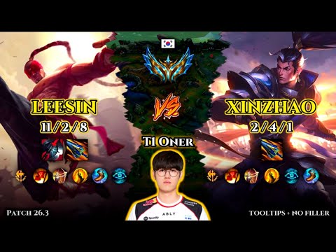 T1 Oner | Lee Sin JUNGLE vs XinZhao | Patch 26.3 | 2026-02-09 | KR CHALLENGER