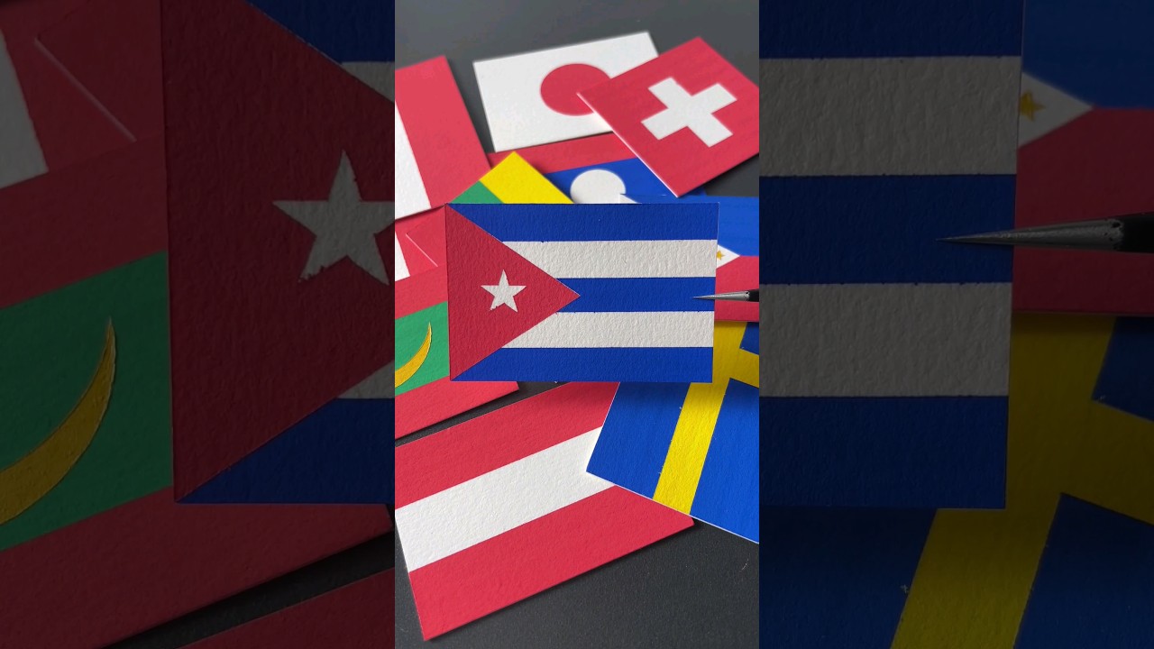 Cuba Flag Drawing 🇨🇺 #flagdrawing #colors  #art #flag