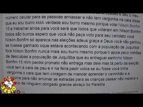 Paraíba cabo eleitoral na ultima eleição vai até as redes sociais pedir desculpas para a população de Juquitiba por ter pedido para votar em Nilson Fiscal