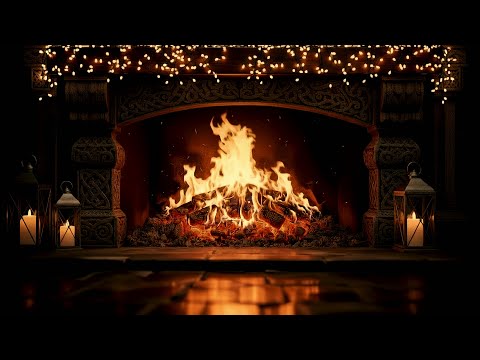 Cosy Celtic Fireplace with Crackling Fire Sounds | Winter Ambience | 1 Hour 4K | Relax & Sleep