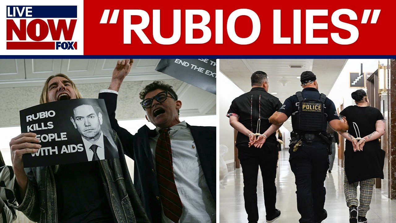 "Rubio kills people with aids," protesters on Capitol Hill