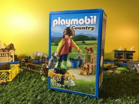 unboxing Playmobil 6139 Country Farm Woman with Cat Family (03386)