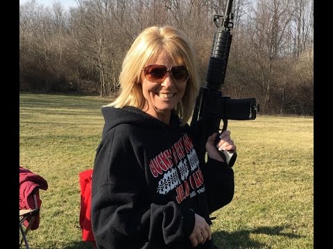 Shooting Zombies Hot AR-15, Colt .45, S&W M&P 9mm Amy Jo Girls Guns BadAss