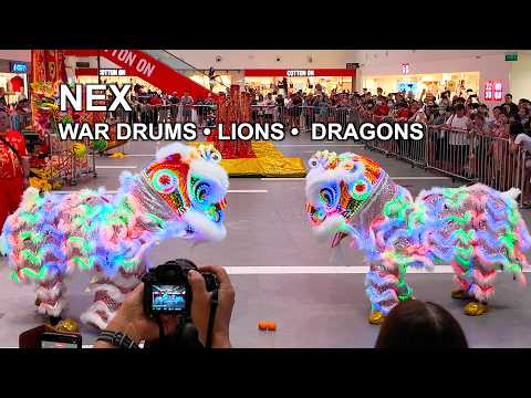 🦁🐲 NEX Lion Dance • Singapore Chinese New Year 2026 | War Drums, Lions, High Pole & Dragons