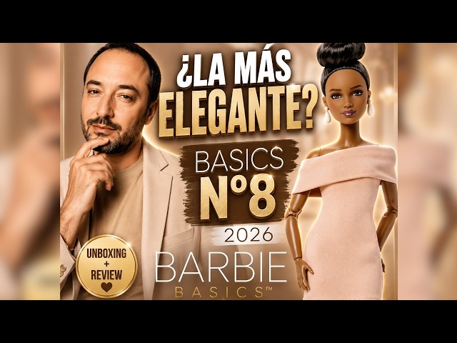 Vídeo relacionado con Barbie Basics Muñeca Modelo 08 de Moda para coleccionistas con Melena castaña y Vestido Color Canela con Sandalias de tacón, Ropa Intercambiable con Otras muñecas, Cuerpo articulado, JJX27