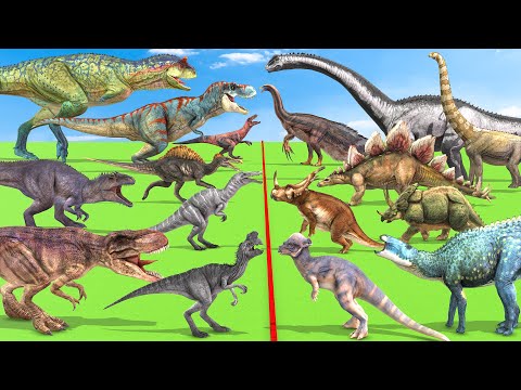 Carnivore Dinosaurs vs Herbivore Dinosaurs Prehistoric Mammals T-rex Animal Revolt Battle Simulator