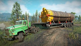 EPIC LOAD Transporting Oversized Oil Platform Anchor Trailer  | Snowrunner | Logitech G29