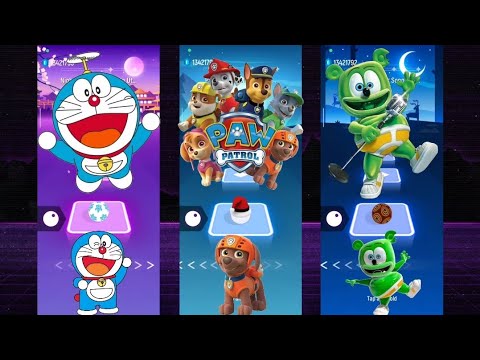 Doraemon VS Paw Patrol VS Gummy Bear | Tiles Hop EDM Rush!!