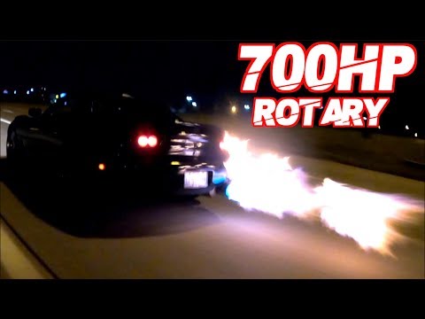 700HP RX7 10,000RPM on the Street - Rotary FLAMETHROWER (Shoots 5 Foot Fireballs!)