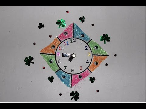 ASMR | DIY MAKING A COLLAGE, COLORFUL SPARKLY CLOCK | CRAFTING SOUNDS, NO TALKING