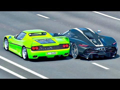 Koenigsegg Jesko Absolut vs Ferrari F50 with NOS - Drag Race 20 KM