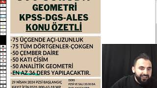 GEOMETRİ ONLİNE KAMP DUYURUSU 2024 DGS KPSS ALES GEOMETRİ DETAYLAR