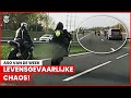 Absurd! Asociale motormuis trekt wheelie op snelweg