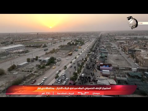 فيديو | استمرار الزحف الحسيني المقدس نحو كربلاء الاحرار من محافظة ذي قار | 2025/8/1