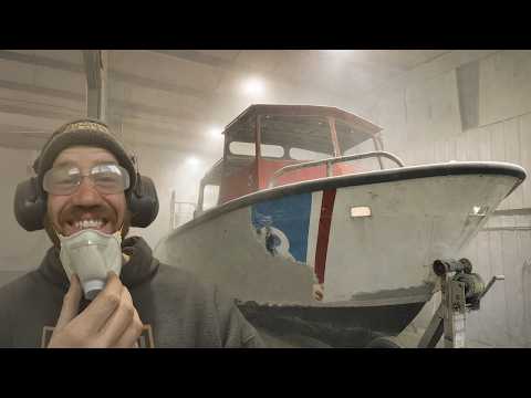 Sandblasting Our Navy Boat Down to Bare Metal
