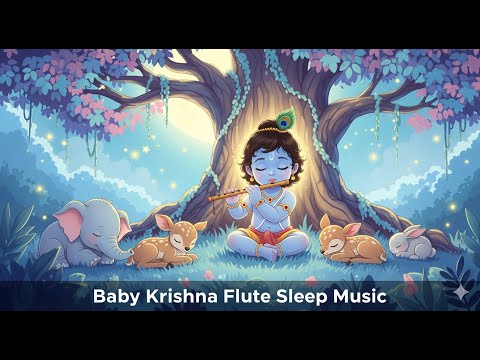 Baby Krishna Flute Lullaby 🌙 | Magical Jungle Sleep Music for Babies | Tiny Diny